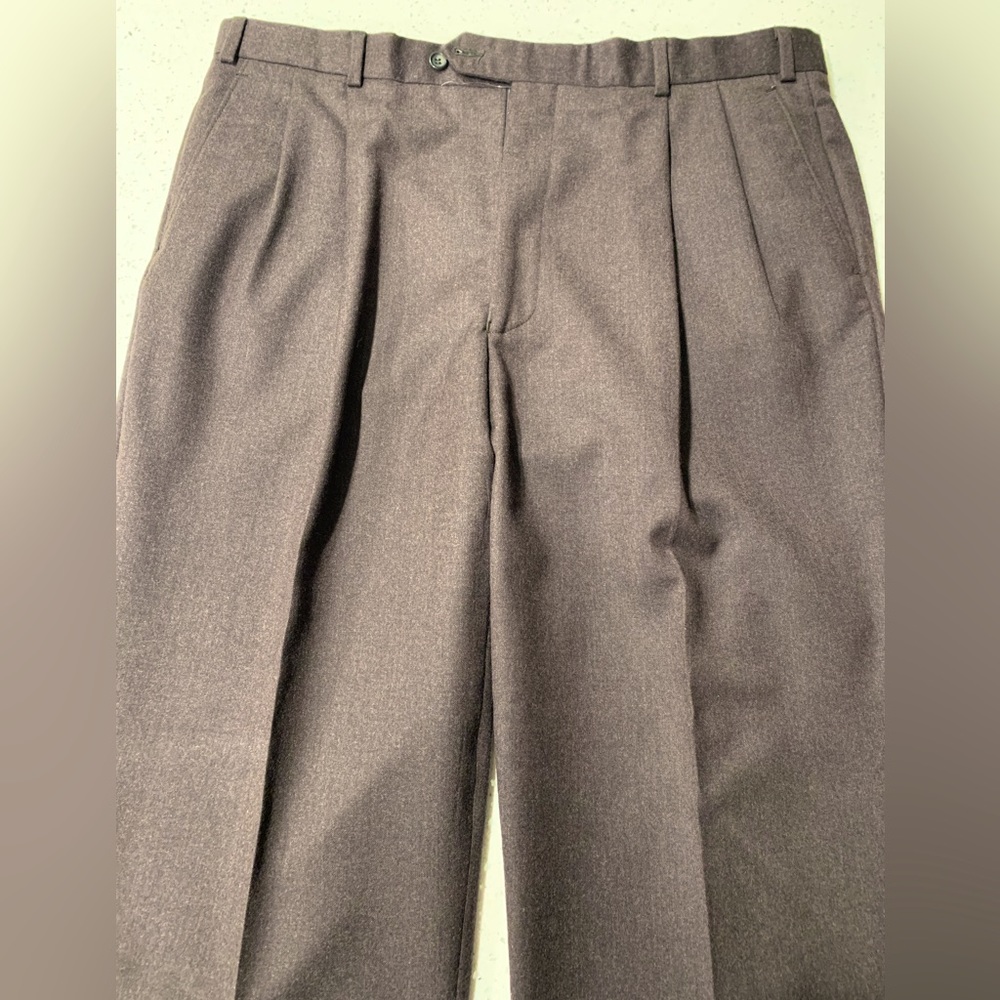 Brooks Brothers “346” Dark Brown Pleated/Cuffed Wool Dress Pants - 36W